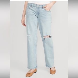 Old navy low rise og loose ripped jeans for women- light wash